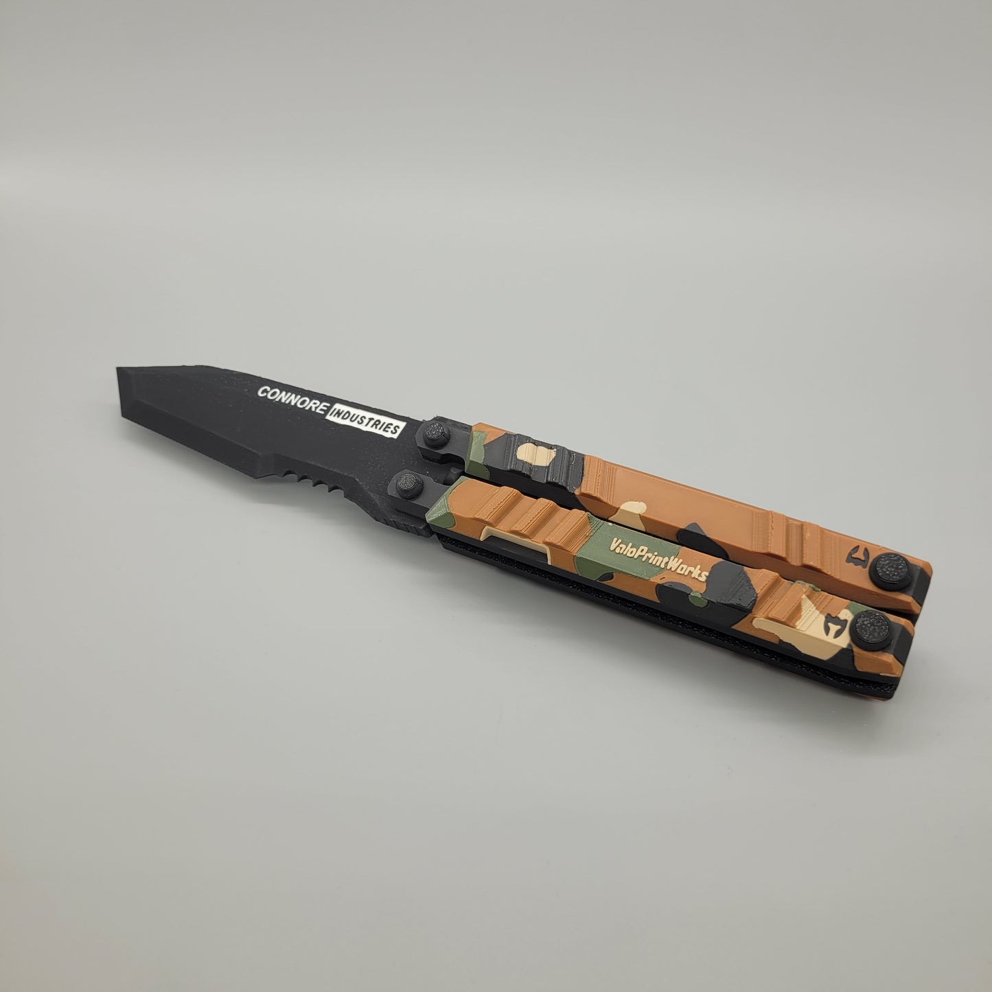 Valorant Recon Knife Skin in Braun-Schwarz frontal liegend