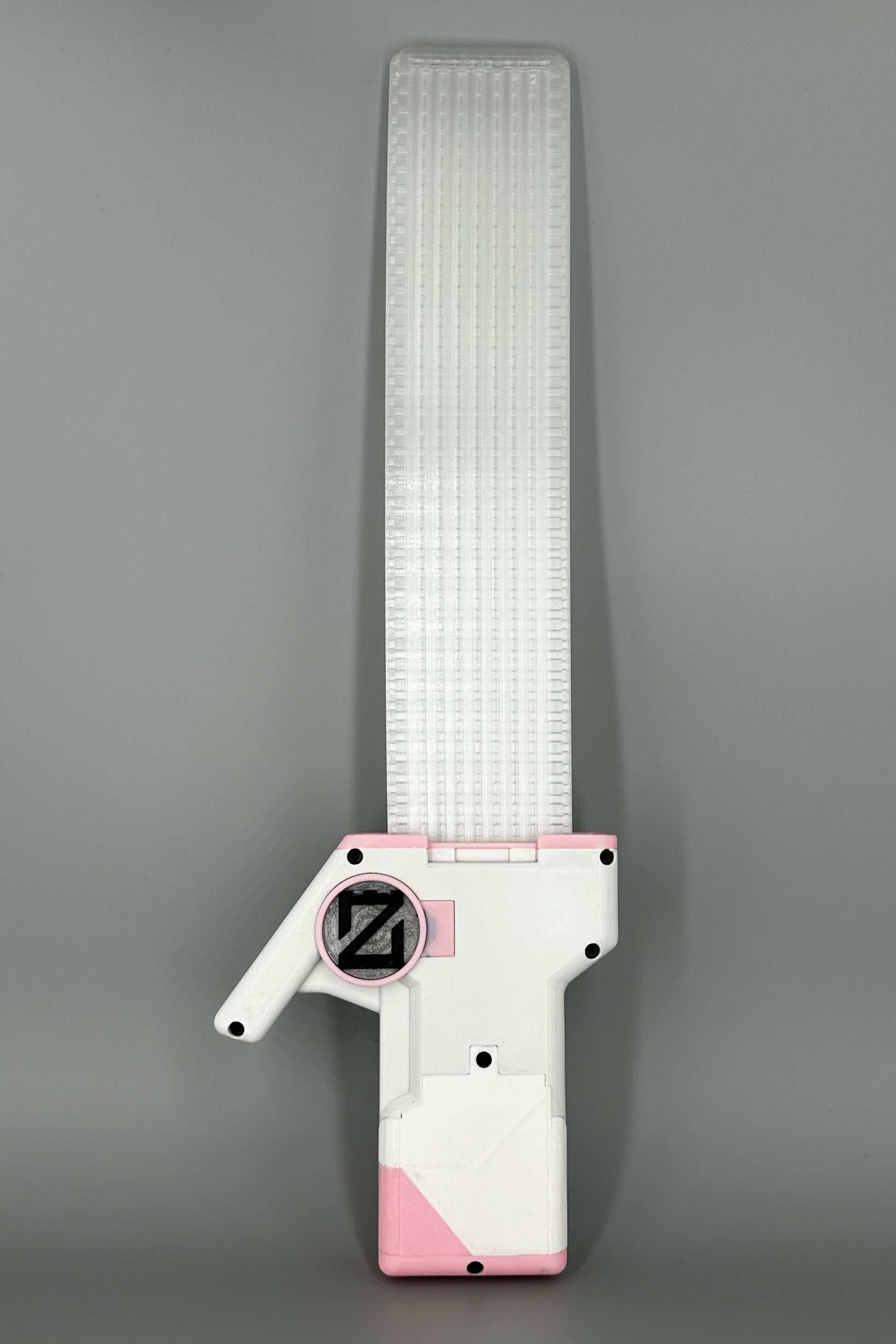 Valorant Waveform Skin mit leuchtendem Schwert in Weiß Rosa von hinten