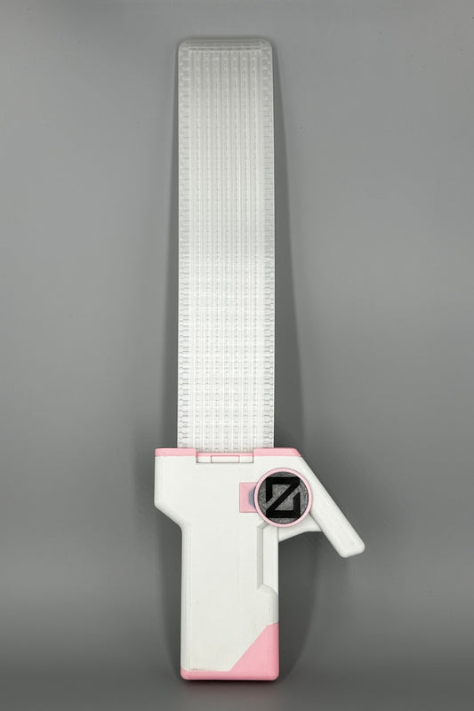 Valorant Waveform Skin mit leuchtendem Schwert in Weiß Rosa frontal